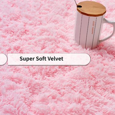 М'який пухнастий нековзний килим Evitany для спальні та вітальні, 90x160 см, рожевий