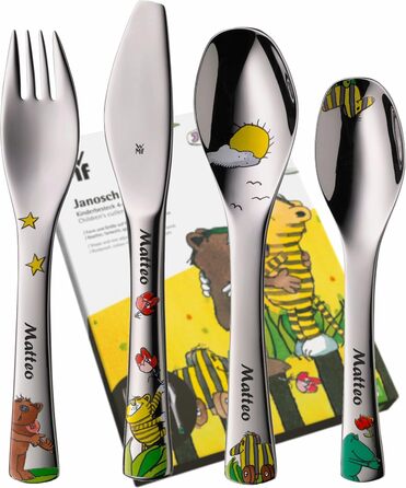 Дитячий набір столових приборів Janosch від WMF з гравіюванням імені - 4-х частинний, для дітей від 3 років