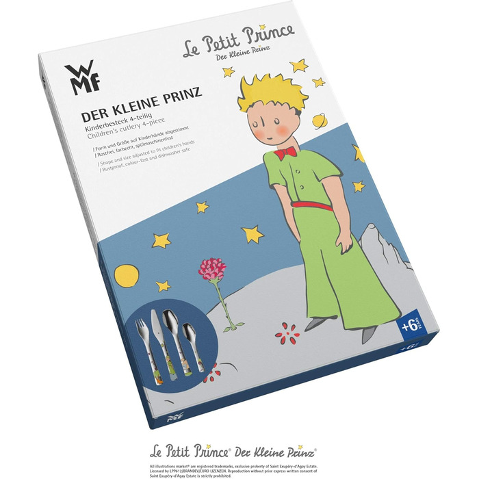 Набір дитячого посуду WMF Der Kleine Prinz, нержавіюча сталь, 4 шт, для дітей від 6 років, Cromargan, придатний для миття в посудомийній машині