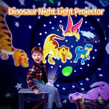 Нічний світильник One Fire, проектор для зоряного неба для дітей з 8 фільмами, нічник для динозаврів, дитяча батарея, Музична скринька для маленьких хлопчиків, Bluetooth N