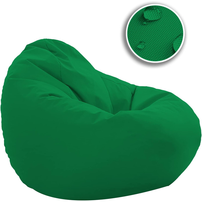 Подушка для підлоги Beanbag XXL для дорослих і дітей - підходить для ігор або відпочинку - в приміщенні та на вулиці, оскільки вона водонепроникна - з намистинами EPS, колір зелений, розмір XL