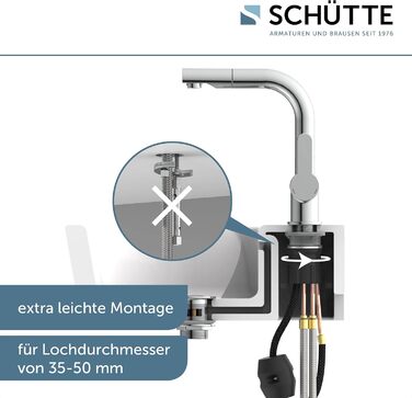 Змішувач для ванної SCHÜTTE 79710 LONDON з висувною лійкою, настінний, з донним клапаном, хром