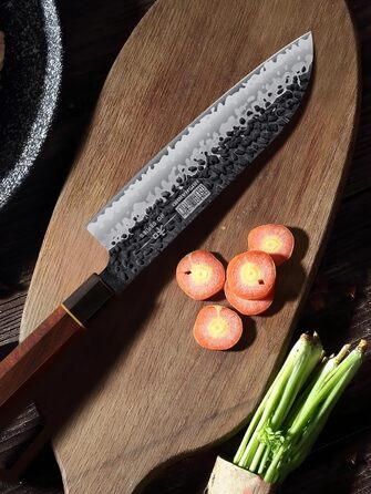 Японський ніж Santoku HOSHANHO 18 см, ручна робота, з високоякісної сталі, ергономічна ручка, подарункова коробка