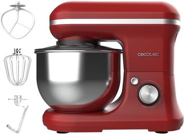 Міксер Cecotec Cecomixer Merengue 5L 1200W з 6 режимами, червоний. 5л чаша з нержавіючої сталі, аксесуари для збивання та замішування