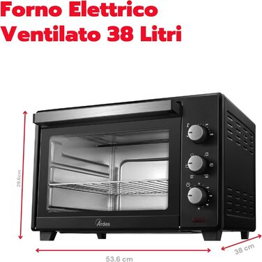 Електрична піч Ardes Magnus AR6226S 25/38 літрів з підсвічуванням, 6 функцій, таймер, аксесуари, срібна