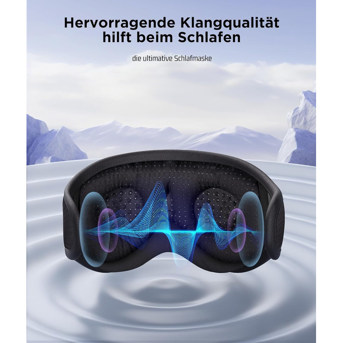 Маска для сну з навушниками Dolida Bluetooth V5.4, повна світлоблокація, дихаюча тканина, для жінок та чоловіків, для подорожей, відпочинку, йоги та медитації