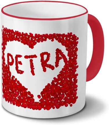 Кружка Petra - Квіткове серце - Іменна кружка, кавова кружка - Червона