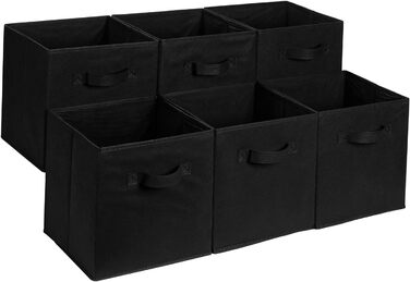 Складаний тканинний кубик для зберігання / органайзер Domopolis Basics з ручками, 33 см х 33 см х 33 см, чорний, 6 шт.