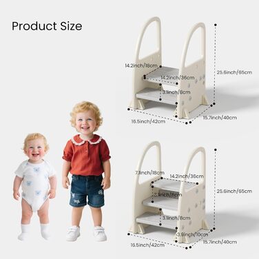 Дитячий тритулковий стільчик Hominewti з регулюванням висоти, неслизький, з підлокітниками, для ванної, дитячої кімнати, кухні (сірий)