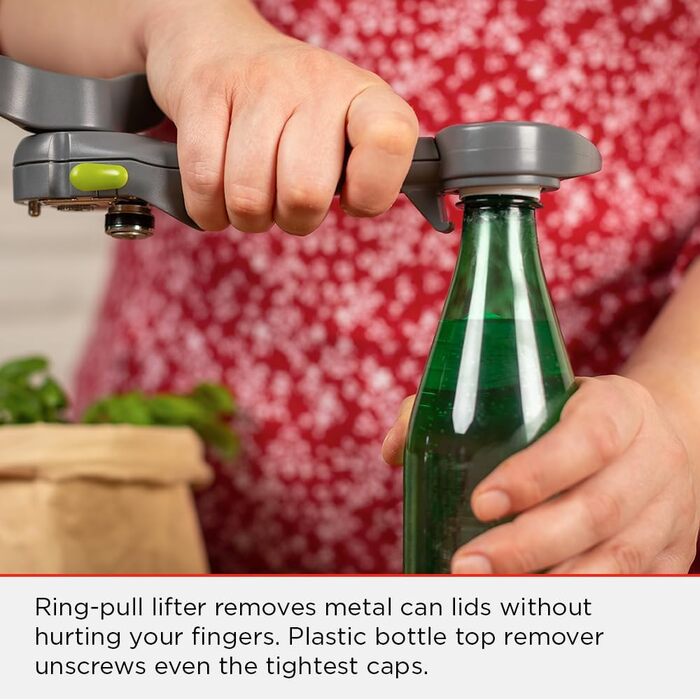 Відкривачка KUHN RIKON Auto Safety Master: безпечне відкривання банок та пляшок, сірий колір, без гострих країв