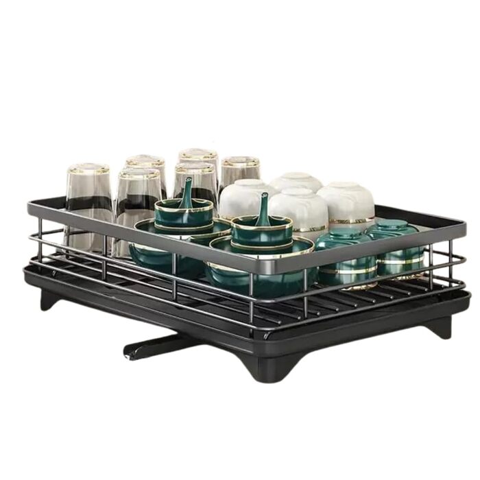 Сушарка для посуду з нержавіючої сталі 2-ярусна Abtropfgestell: компактна, з піддоном, тримачем для столових приладів, 360° вилив