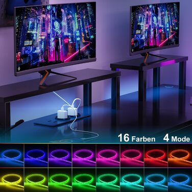 Ігровий стіл Flamaker L-подібний 140x140 см з RGB LED, підставка для монітора та полиця | 2 розетки + 2 USB-порти (вуглецеве волокно, чорний матовий)