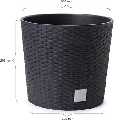 Кашпо для квітів Happy Flower MultiProject з вкладишем, ротанговий дизайн, 4 розміри, 4 кольори, 300 мл, бежевий