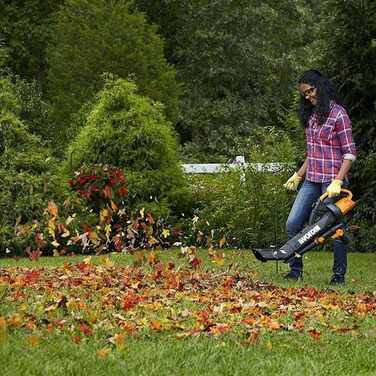 WORX WG505E: Електричний повітродув та пилосос для листя 3000W – 3-в-1 (повітродув, пилосос, мульчер) з мішком 45л – швидкість 335 км/год, об'єм 600 м³/год