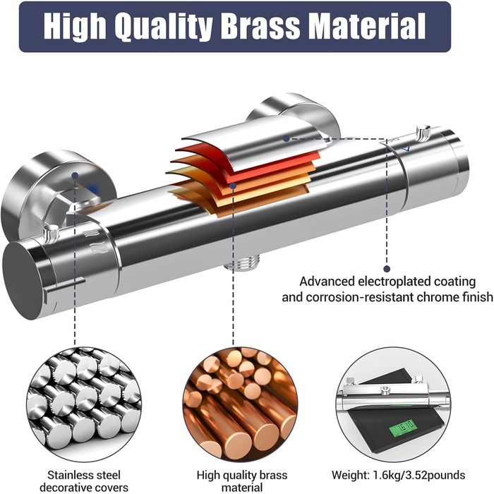 Сучасний змішувач для ванни та душу з двома виходами та керамічним клапаном - латунний, хромований, з одним важелем для ванної кімнати
