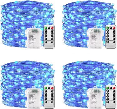 Ланцюжок прикрас LED 100 шт., 10 м, 8 режимів, пульт, таймер, тепле біле світло, диммування, вологостійкий, для дому та саду