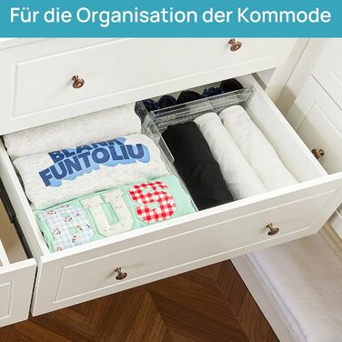 Організатори для шухляд Vtopmart (8 шт.) - регульовані, прозорі, 25.6-41.6 см