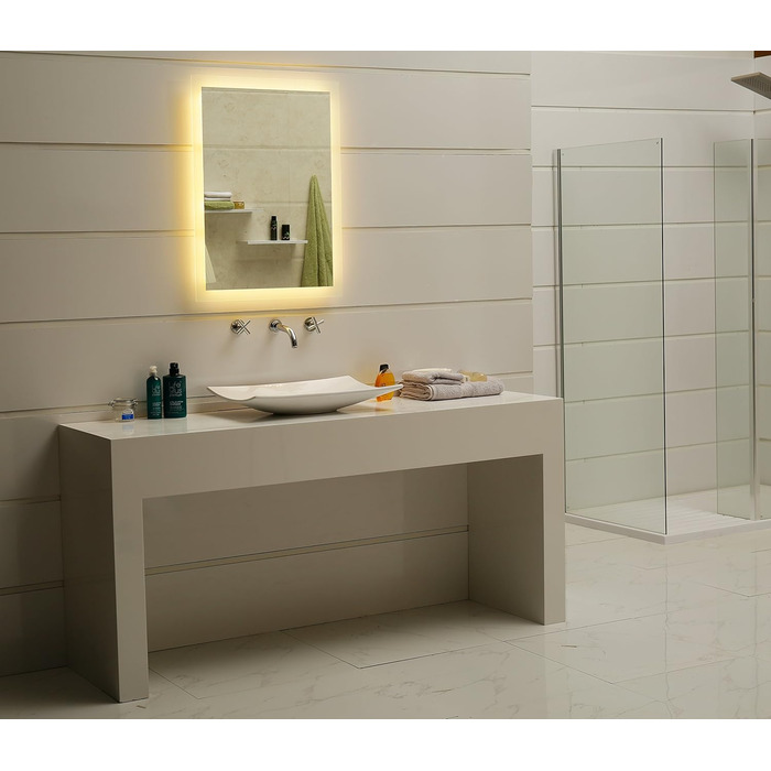 Дзеркало для ванної кімнати Dr. Fleischmann GS084N з LED-підсвічуванням (80 x 60 см, тепле біле світло)