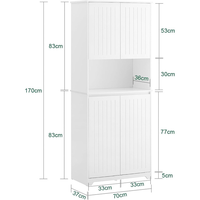 Купити BZR109-W Тумба для ванної вузька, біла, BHT 30x170x30см (широка висока шафа)