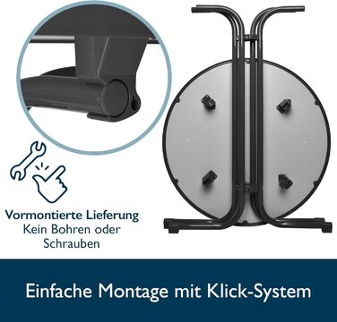 Стіл Beautissu розкладний Ø 70 см білий Bellini – стійкий, вологостійкий, з антиковзким покриттям. Ідеальний для відпочинку на відкритому повітрі, вечірок та барів. Легка збірка, готова до використання.