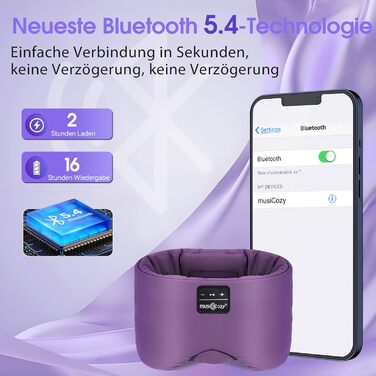 Маска для сну з Bluetooth-навушниками, 100% затемнення, шовкова маска для очей, для чоловіків та жінок, м'які навушники, Bluetooth маска для сну, подорожей (фіолетова)