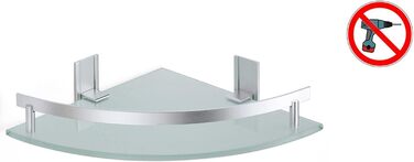 Полиця для ванної кімнати 'Tabarca Кутова полиця для душу з алюмінію та скла - клей і дриль 25x25x5 см
