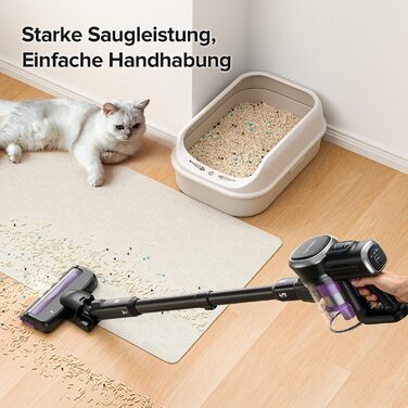 Акумуляторний пилосос Lubluelu бездротовий 25000 Па, портативний вертикальний та ручний пилосос для шерсті тварин, килимів та підлоги (чорний)