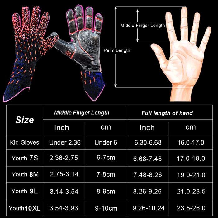 Воротарські рукавички OLYSPM дитячі воротарські рукавички чоловічі, забезпечують відмінний захист завдяки зносостійким, нековзним і захищає зап'ясті властивостями, розмір 6/7/8/9/10 7 червоний