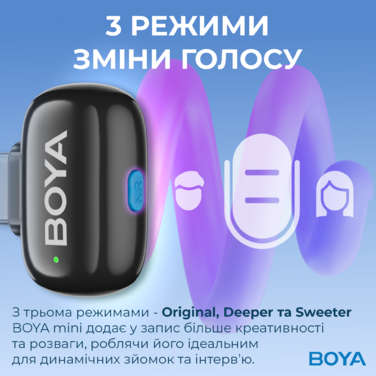 Бездротовий петличний мікрофон BOYA mini-14 Type-C Black