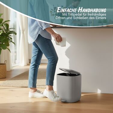 Відро для сміття Relaxdays 5 л з м'яким закриттям