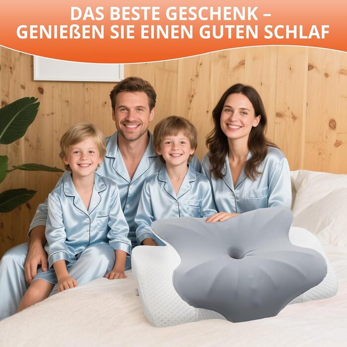 Ортопедична подушка FUNYKICH з піною з пам'яті, сірого кольору, з двома рівнями висоти (11/13 см), дихаюча та пральна, для комфортного сну на боці, спині та животі