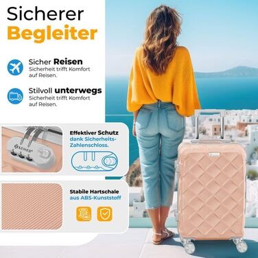 Набір валіз KESSER® 3 шт. | Валізи з ABS-пластику з кодовим замком, ваговою системою та органайзером для документів, 360° обертання | Ручна поклажа та великі валізи для подорожей та бізнесу (Нюдовий сірий)