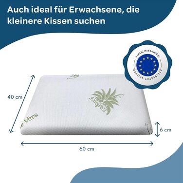 Подушка для дитячого ліжечка Kinder Dolci Sogni з Memory Foam, 50x30x5,5 см (60x40x6 см), знімний чохол з алое