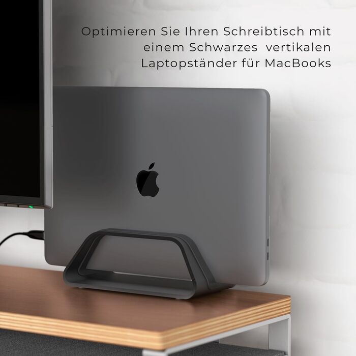 Вертикальна підставка для ноутбука Humancentric: сумісна з MacBook Pro та MacBook Air, чорний колір