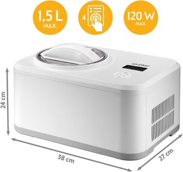 Електрична машина для приготування морозива TZS First Austria 1L з компресором 3 в 1 - для морозива, сорбету та замороженого йогурту. Включає мірний стакан та шпатель.