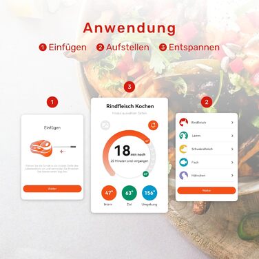 Бездротовий термометр для м'яса S Pro з Bluetooth, 6 датчиків, ±0,1°C, моніторинг через додаток, таймер, будильник, IP69 водонепроникний та олієстійкий