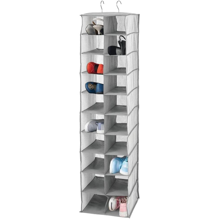 Підвісне сховище mDesign з 20 відділеннями-великий підвісний органайзер для Вішалки для одягу-компактне місце для зберігання взуття та одягу- (світло-сірий)