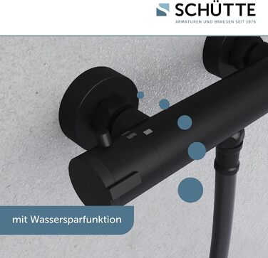 Змішувач для ванни з термостатом Schütte London з захистом від опіків 38°C, хромований (чорний)