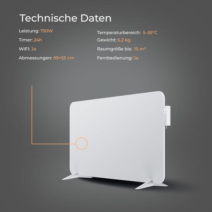 Інфрачервовий обігрівач BR Bringer 450W з Wi-Fi, термостатом та пультом керування. Енергозберігаючий, для стін або підлоги. Німецька якість (білий)