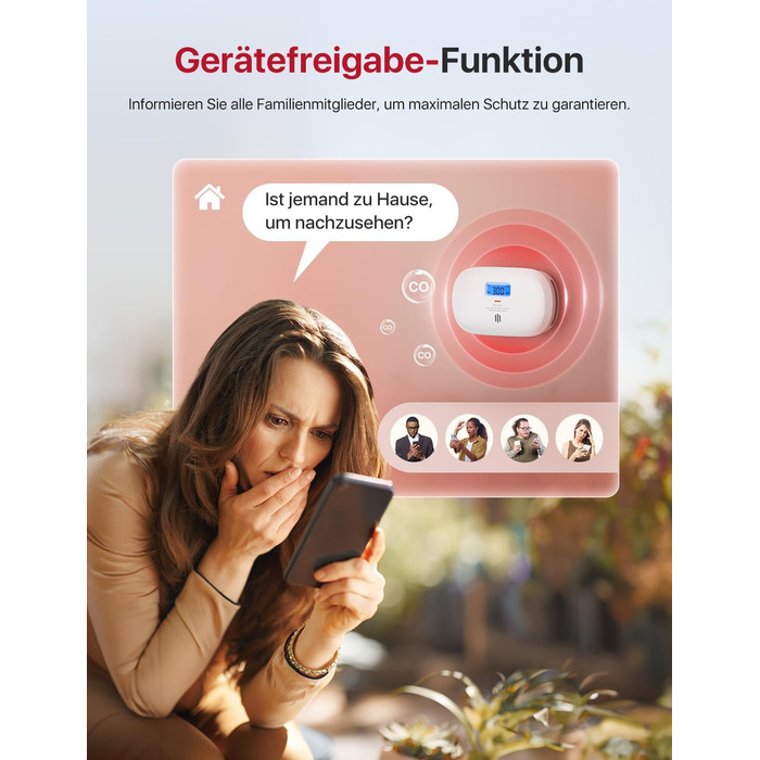 X-Sense Детектор чадного газу XC0C-iR з LCD-дисплеєм, сертифікат TÜV Rheinland, керування через додаток, змінна батарея, 1 шт. Білий