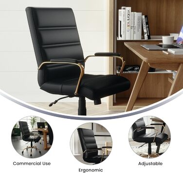 Офісний крісло Flash Furniture - крісло для шефа, біле шкіряне, з червоно-золотим каркасом, 61x58,5x103,5 см