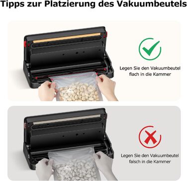 Вакууматор Bonsenkitchen для сухих та вологих продуктів з вбудованим різаком, чорний (в комплекті рулон та 5 пакетів)