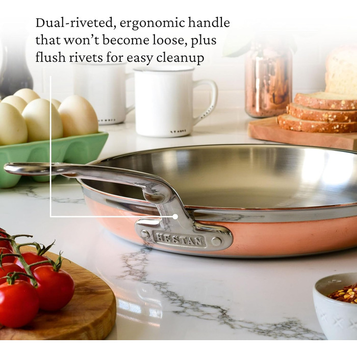 Сковорода Hestan CopperBond 21.6 см (8.5 дюйма) з чистої міді, сумісна з індукцією