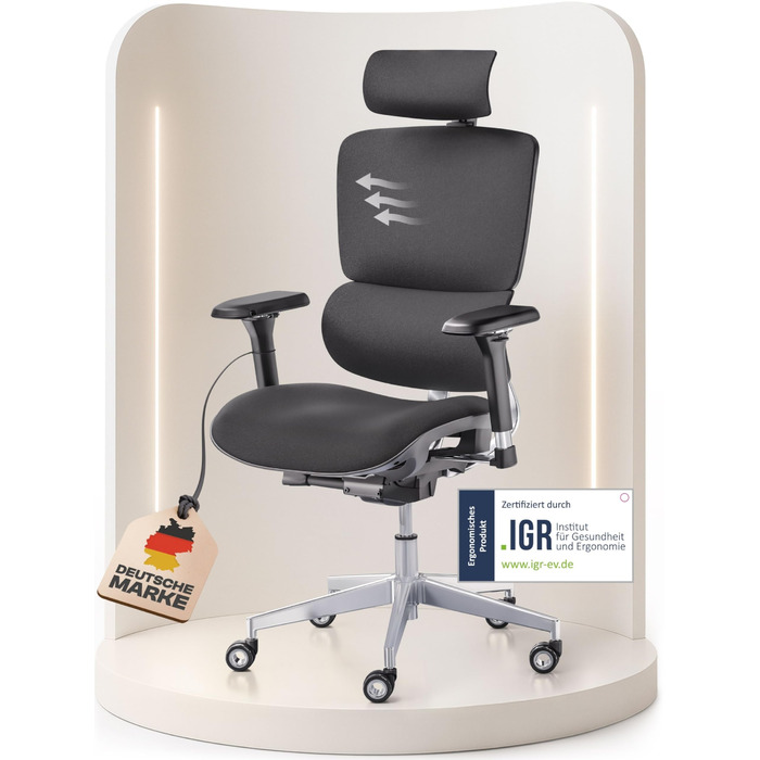 Ергономічне крісло Galahad Merlin (чорний) - офісне, для ігор, 150 кг | Крісло для роботи та дому