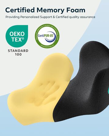 Ортопедична подушка для сидіння Feagar з memory foam - ергономічна подушка для офісного крісла, авто та дому - подушка для куприка, зняття навантаження при тривалому сидінні, неслизька (до 100 кг), чорна