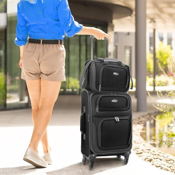 Чемодан ручної поклажі U.S. Traveler Rio, колір кобальтово-синій (чорний), 4 колеса