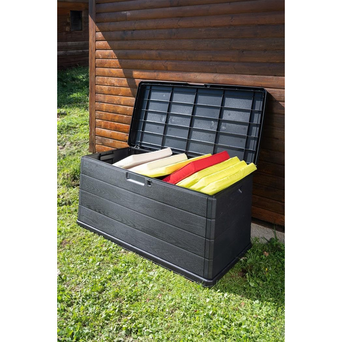 Ящик для зберігання Maury's садовий 340л, під дерево, пластик, антрацит 118x59x57см, для вулиці та дому, UV-стійкий