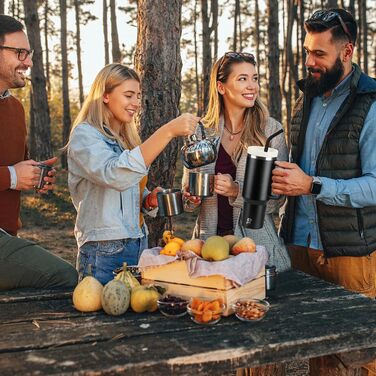 Термокружка-пляшка 1200 мл з трубочкою та антиковзним ручками, BPA Free, подвійні стінки, ізоляція для авто, офісу, відпочинку (Пастельно-рожевий, Біло-рожевий, Чорний)