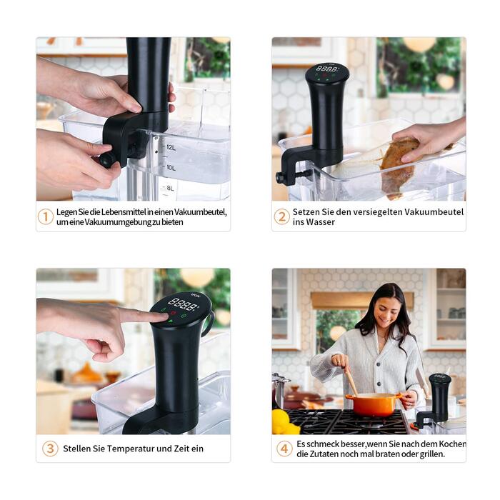 Су-від занурна циркуляція, посуд для приготування їжі, чорний. Зручний для здорового харчування, низькокалорійний