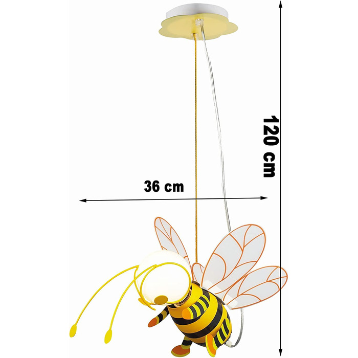 Дитяча лампа bmf-shipping стельова Світлодіодна підвісна лампа у вигляді бджоли для дитячої кімнати для дівчаток і хлопчиків - підвісна лампа для дитячої кімнати жовтого кольору - Дитяча лампа в комплекті. Світильник-підвісний світильник Діти Тварини